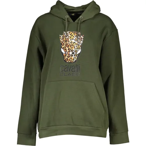 Grüner Hoodie mit Logo-Print , Damen, Größe: 3XL - Cavalli Class - Modalova