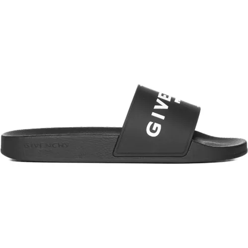 Schwarze Slide Flache Sandalen , Herren, Größe: 41 EU - Givenchy - Modalova