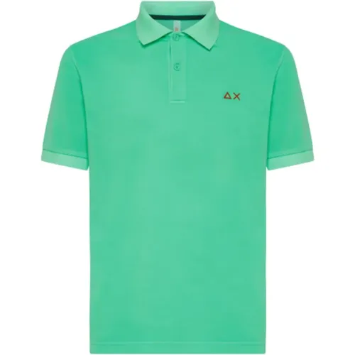 Solid Polo Shirt with Fluorescent Logo , male, Sizes: 3XL - Sun68 - Modalova