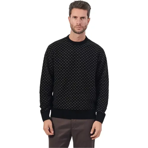 Schwarzer Rundhalspullover Stilvolles Design , Herren, Größe: 2XL - Armani Exchange - Modalova