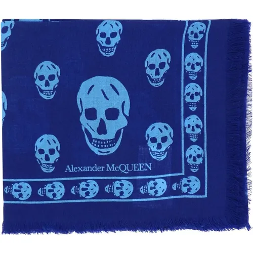 Schal mit Totenkopfmuster aus Wolle - alexander mcqueen - Modalova