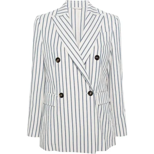 Striped Double-Breasted Jacket , female, Sizes: M, S, XS - BRUNELLO CUCINELLI - Modalova