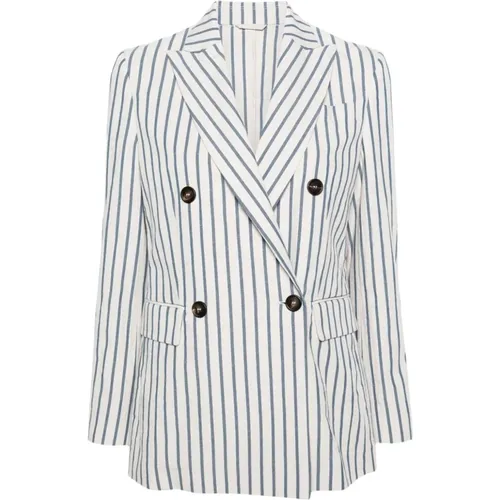 Striped Double-Breasted Jacket , female, Sizes: XL - BRUNELLO CUCINELLI - Modalova