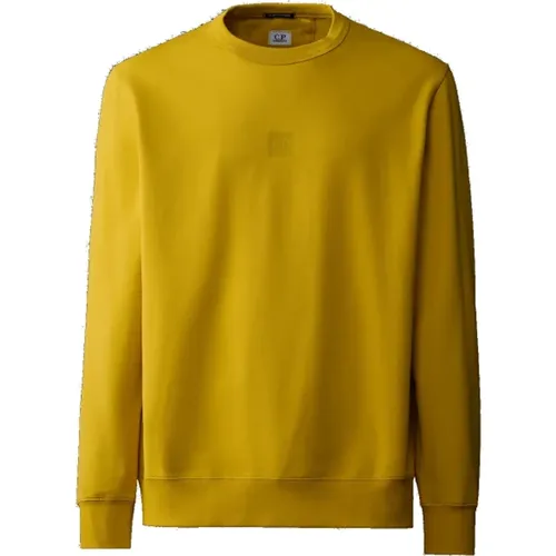 Gerippter Rundhalsausschnitt Fleece Pullover , Herren, Größe: M - C.P. Company - Modalova