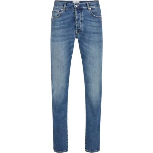 Blaue Stone Washed Slim Fit Jeans mit Logo , Herren, Größe: W33 - Iceberg - Modalova