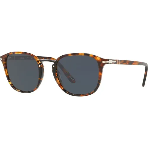 Havana/Blau Sonnenbrille , Herren, Größe: 53 MM - Persol - Modalova