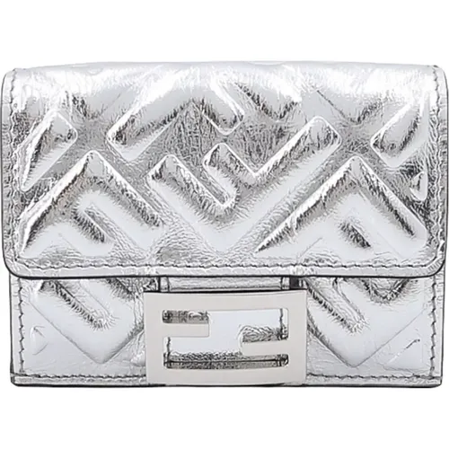Silver Leather Wallet with Coin Pocket , female, Sizes: ONE SIZE - Fendi - Modalova