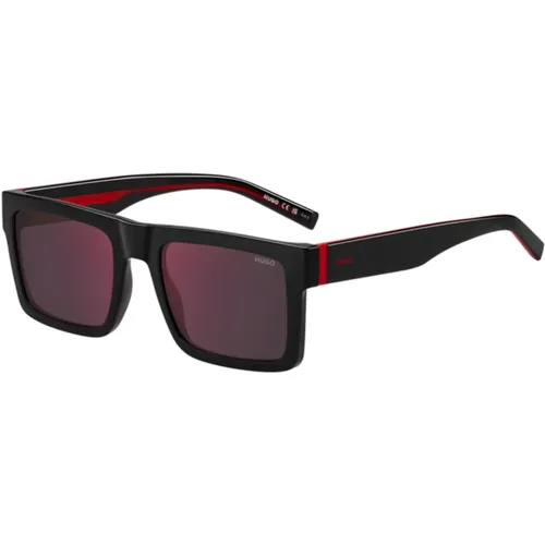 Black/Red Mirrored Sunglasses , male, Sizes: 55 MM - Hugo Boss - Modalova