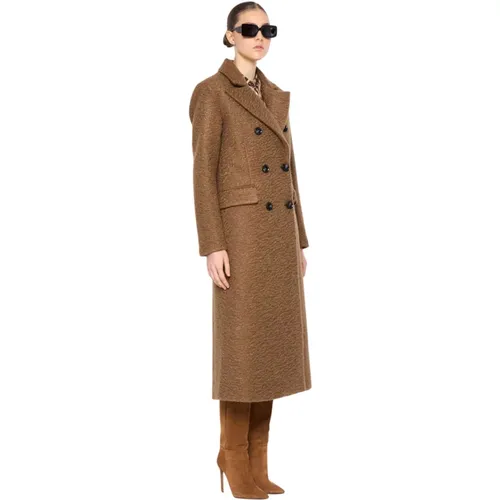 Long double-breasted coat with classic lapels , female, Sizes: XS, S - Silvian Heach - Modalova