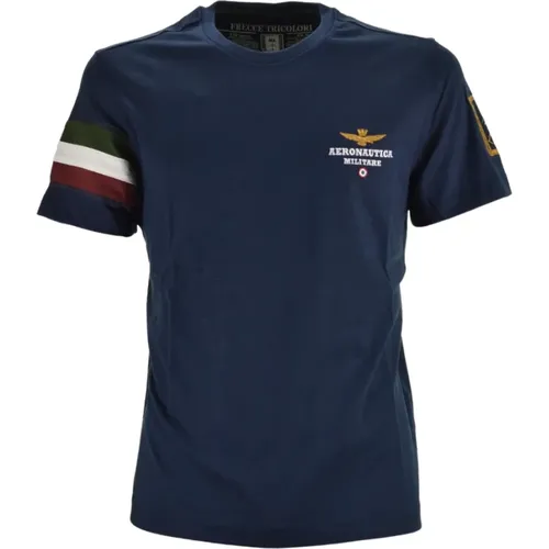 Blaues T-Shirt mit Tricolor Pfeilen - aeronautica militare - Modalova