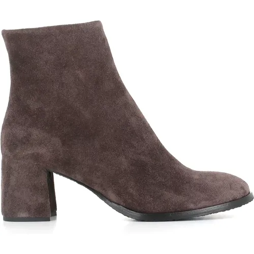 Anthracite Suede Zipper Boots , female, Sizes: 2 UK, 7 UK, 5 UK, 6 UK, 8 UK, 4 UK, 3 UK, 5 1/2 UK - DEL Carlo - Modalova