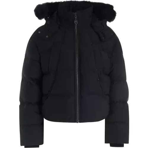 Short Technical Down Jacket with Removable Fur Hood , female, Sizes: XS - Moose Knuckles - Modalova