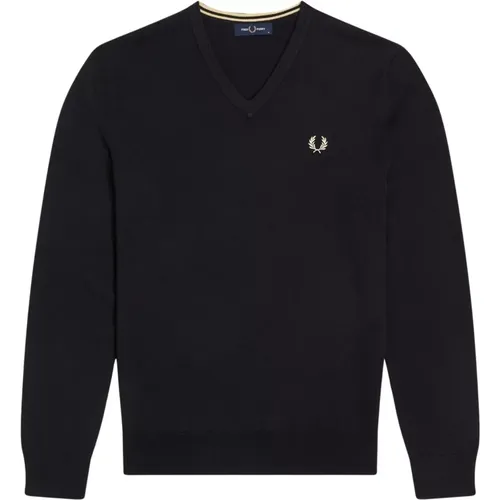 Eco Merinowolle V-Ausschnitt Pullover , Herren, Größe: S - Fred Perry - Modalova