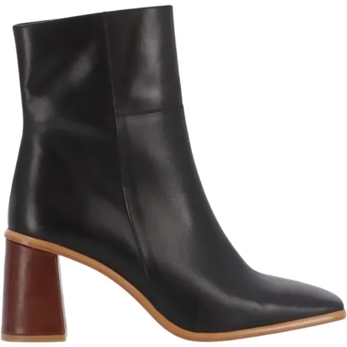 West Vintage Schwarze Leder Stiefeletten , Damen, Größe: 35 EU - ALOHAS - Modalova