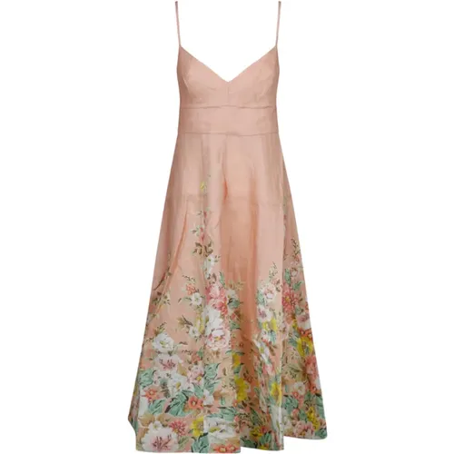 Floral Print Pink Midi Dress , female, Sizes: M - Zimmermann - Modalova