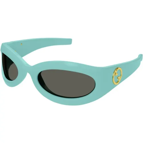 Hellblaue/Graue Sonnenbrille , Damen, Größe: 60 MM - Gucci - Modalova