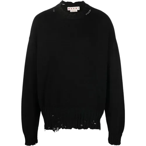 Men`s Ribbed Cotton Sweater , male, Sizes: L, XL, M - Marni - Modalova
