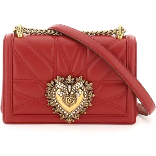 Quilted Nappa Leather Medium Devotion Bag , female, Sizes: ONE SIZE - Dolce & Gabbana - Modalova