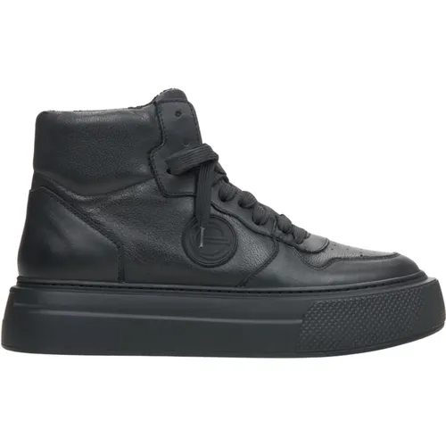 Schwarze High-Top-Sneaker für Damen aus hochwertigem italienischem Echtleder , Damen, Größe: 36 EU - Estro - Modalova