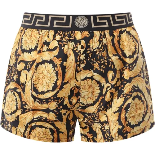 Seidene Pyjama-Shorts mit Barocco-Print - Versace - Modalova