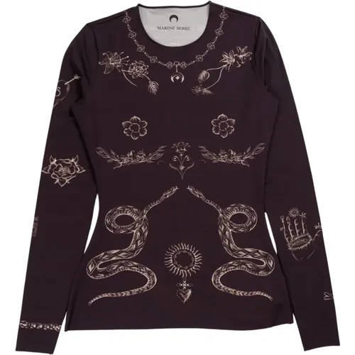 Tattoo Printed Crewneck Top , female, Sizes: S, M, XS - Marine Serre - Modalova