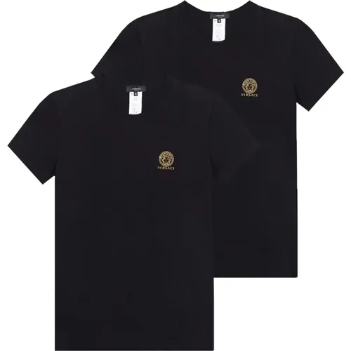 Marken T-Shirt 2er-Pack , Herren, Größe: L - Versace - Modalova