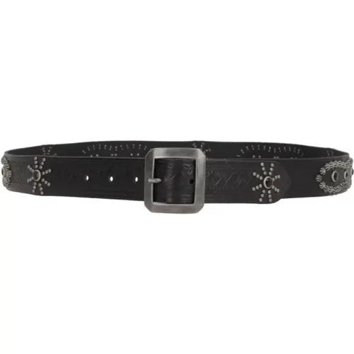 Leather Studded Belt Los Angeles , male, Sizes: 90 CM - HTC - Modalova