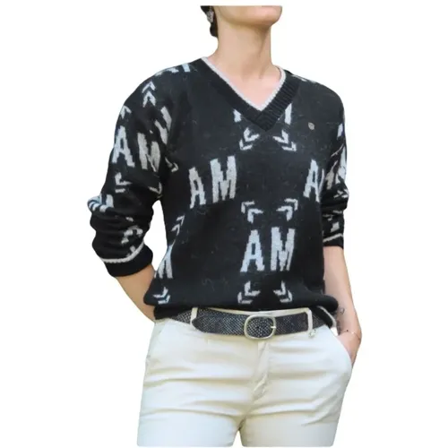 Unique Mohair Blend V-Neck Sweater , female, Sizes: XL, L, S, M, XS - aeronautica militare - Modalova