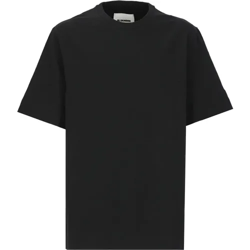 Schwarzes Baumwoll-T-Shirt mit gesticktem Logo,T-Shirts - Jil Sander - Modalova