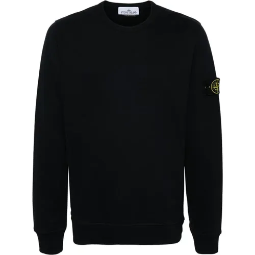 Blauer Rundhalsausschnitt Baumwollpullover , Herren, Größe: L - Stone Island - Modalova