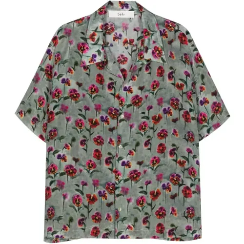 Printed Viscose Short Sleeve Shirt , male, Sizes: M - Séfr - Modalova