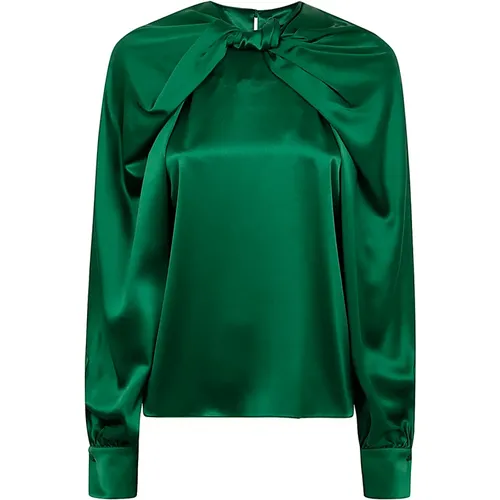 Grüne Key Bluse Rundhals , Damen, Größe: XS - Max Mara - Modalova