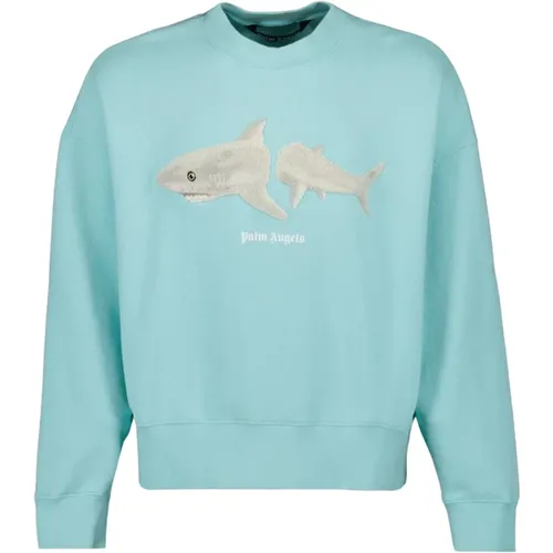 Haifisch Kaputter Sweatshirt Langarm Logo , Herren, Größe: L - Palm Angels - Modalova