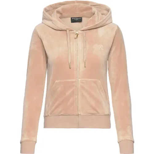 Brauner Velours Hoodie mit Gotischem Detail , Damen, Größe: M - Juicy Couture - Modalova