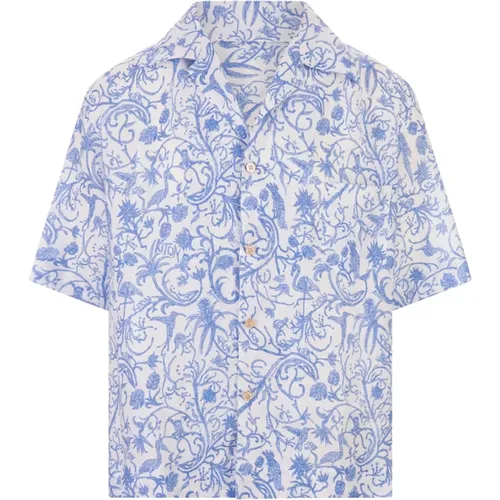 Floral Print Linen Shirt , male, Sizes: L, XL - Kiton - Modalova