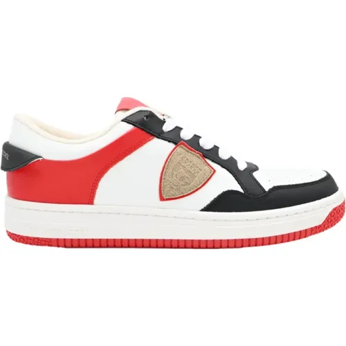 Lyon Low Sneakers in White Red , male, Sizes: 8 UK, 11 UK, 7 UK, 9 UK, 12 UK, 10 UK, 6 UK - Philippe Model - Modalova