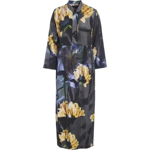 Jungle Poppy Blumen Lang Kleid , Damen, Größe: L - Bitte Kai Rand - Modalova