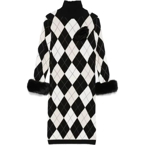 Argyle Check Strickkleid mit Brosche - Blugirl - Modalova