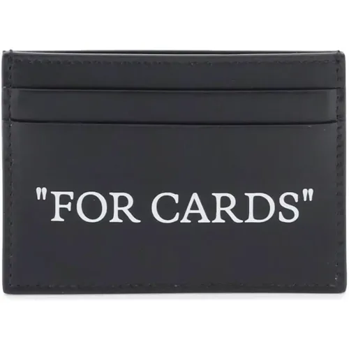 Bookish Leather Card Holder with Lettering , male, Sizes: ONE SIZE - Off White - Modalova