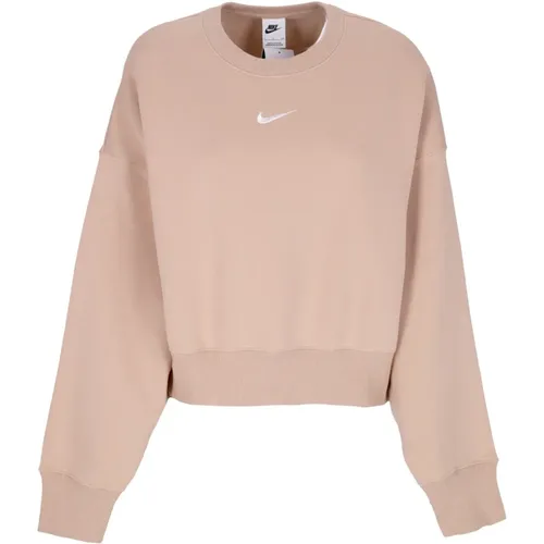 Oversized Crewneck Fleece Sweatshirt , Damen, Größe: L - Nike - Modalova