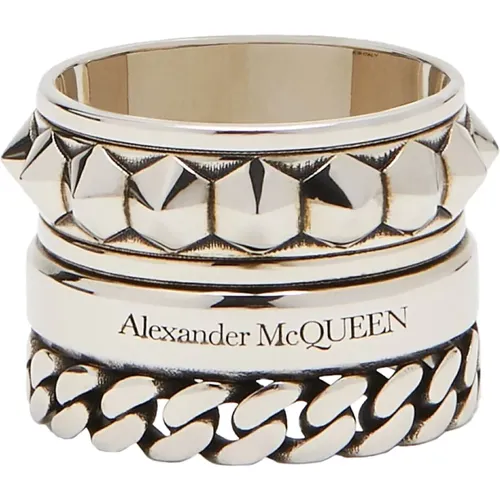 Silver Punk Metal Circle Ring , male, Sizes: 56 MM, 60 MM, 58 MM - alexander mcqueen - Modalova