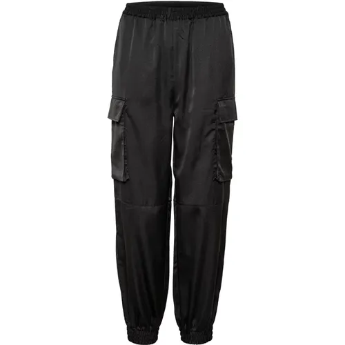 Schwarze Cargohose mit elastischem Bund , Damen, Größe: S - Saint Tropez - Modalova