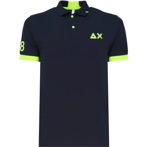 Polo Shirts,Fluoreszierendes Logo Polo in Marineblau - Sun68 - Modalova