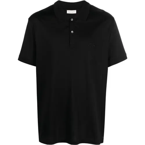 Schwarzer Baumwoll-Polo-Kragen Pullover , Herren, Größe: L - alexander mcqueen - Modalova