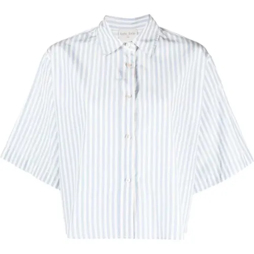 Striped `Chic Taffetas` Half Sleeve Boxy Shirt , female, Sizes: L, XL - Forte Forte - Modalova