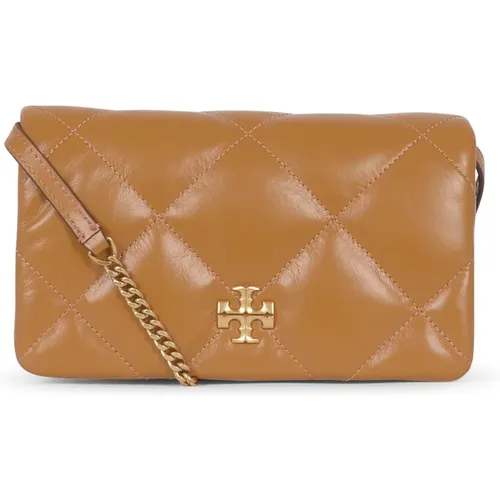 Braune Diamant-Stepp-Kettenbrieftasche - TORY BURCH - Modalova