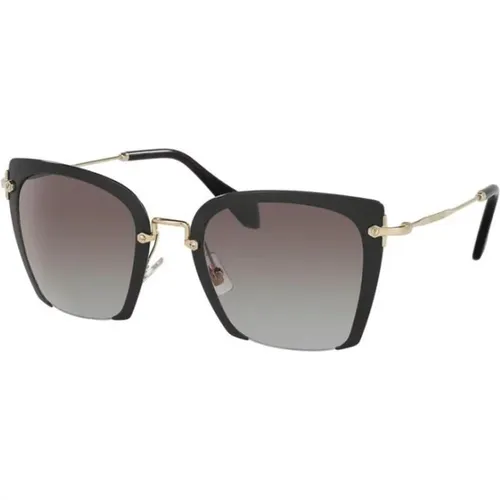 Schwarze Rahmen Sonnenbrille , Damen, Größe: 52 MM - Miu Miu - Modalova