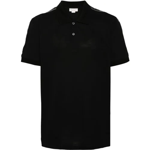 Schwarzer Polo Sweater mit Logo-Tape-Detailing , Herren, Größe: L - alexander mcqueen - Modalova