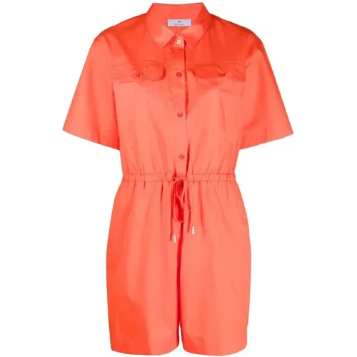 Korallroter Stretch-Baumwoll-Playsuit , Damen, Größe: XS - Paul Smith - Modalova