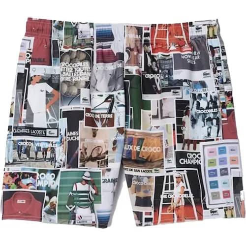 Retro Print Swim Shorts , male, Sizes: L, XL - Lacoste - Modalova